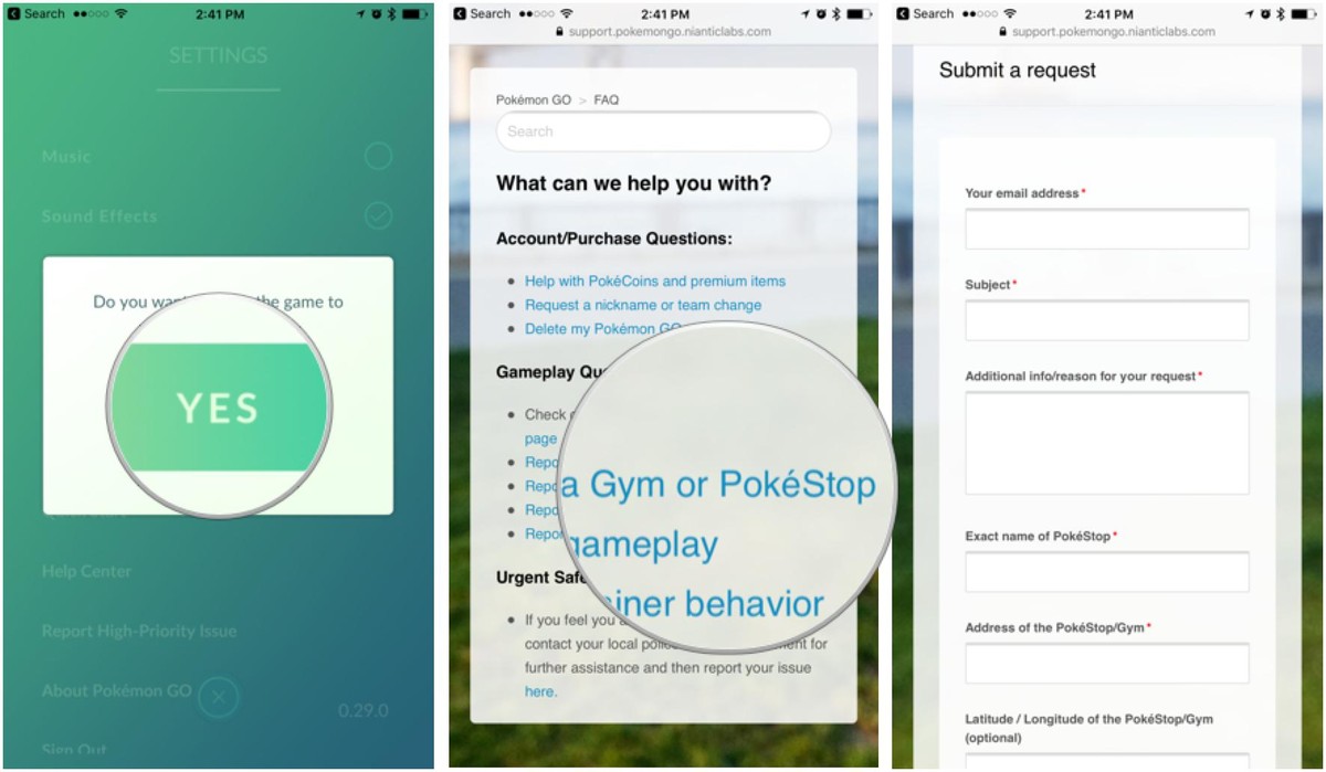 How to request removal of a location from Pokémon Go.